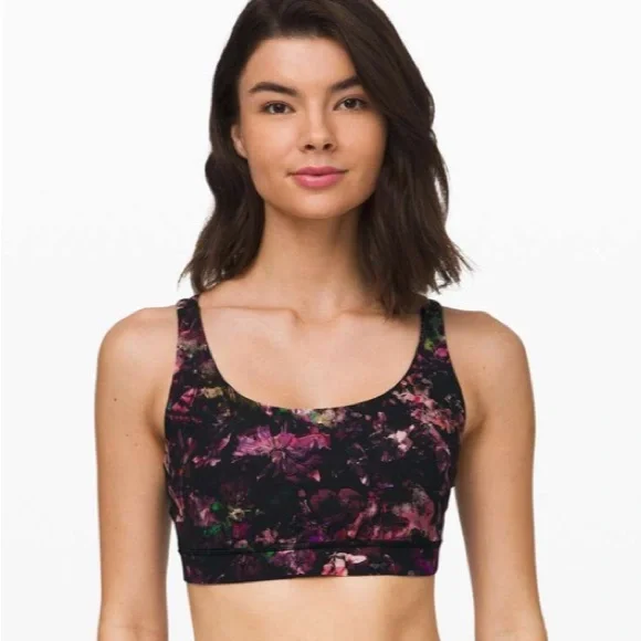 Lululemon Energy Bra Floral Illusion Antique White Multi Size 10 - Picture 2 of 8
